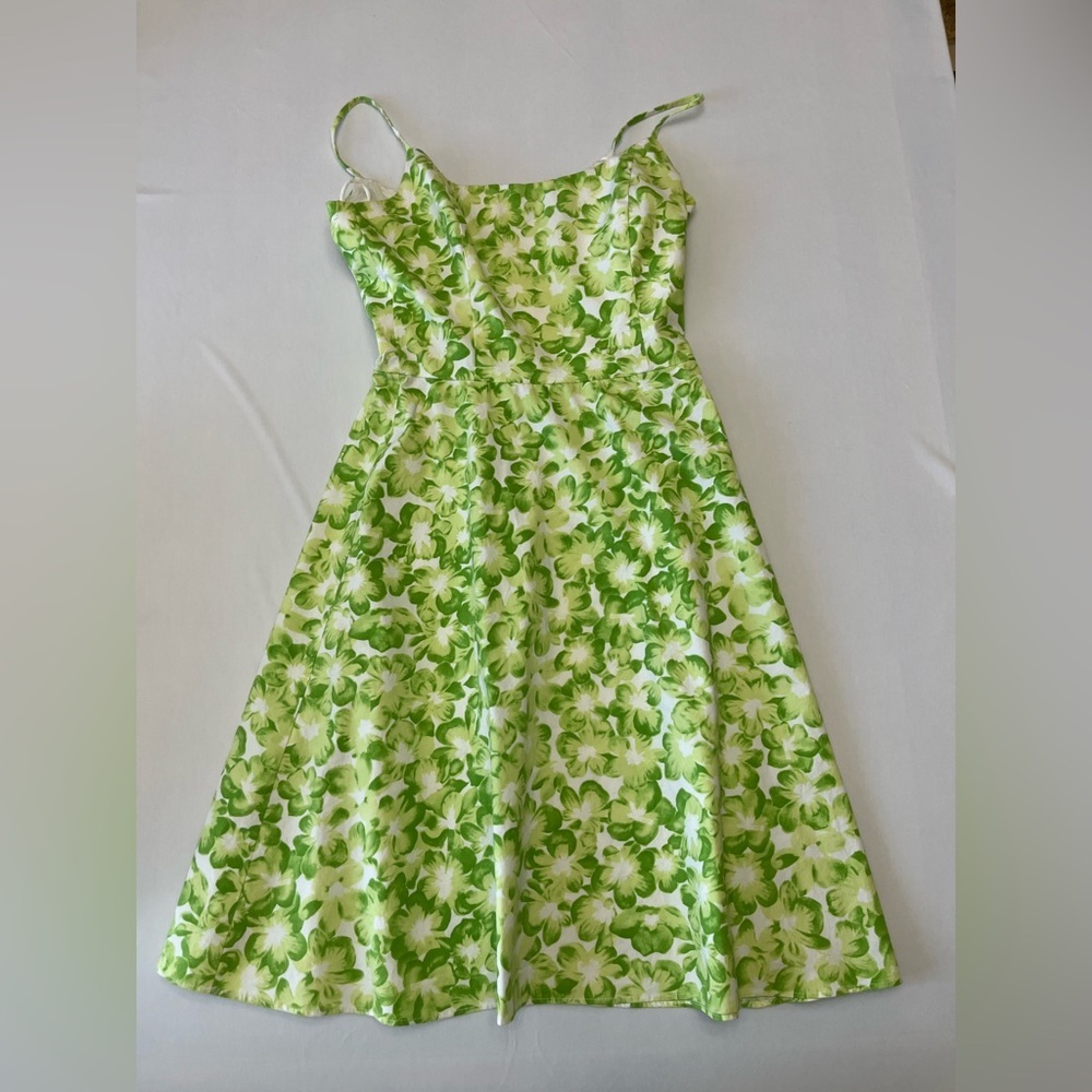 Jessica Howard Lime Green Floral Midi Dress